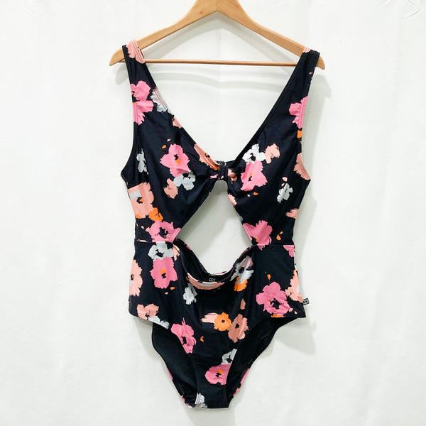 CCX by City Chic Black Floral Cut Out One Piece Swimsuit UK 20