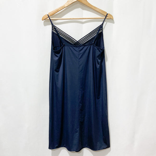 M&S Navy Blue Silky Cami Slip Dress UK 12