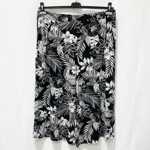 Evans Black & White Tropical Floral Print Cropped Trousers UK 20