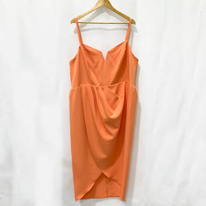 City Chic Orange Tulip Hem V-Neck Maxi Dress UK 20