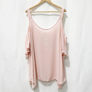 Evans Blush Pink Hanky Hem Cold Shoulder Top UK 26