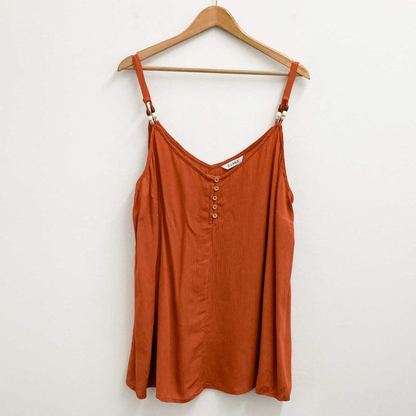 Evans Rust Red Sleeveless Bead Detail Top UK 24