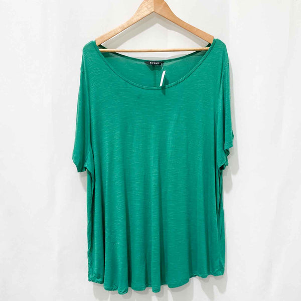 Evans Green Soft Slub Scoop Neck T-Shirt UK 26/28