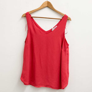 Evans Coral Red Sleeveless V-Neck Top UK 18