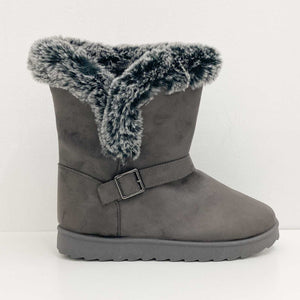 Evans Grey Faux Suede Fur Lined Hug Boots UK 11 Extra Wide