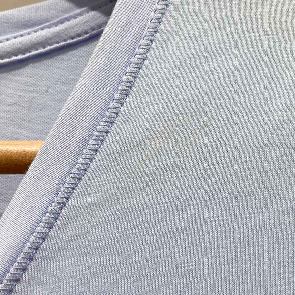 Evans Pale Blue Gathered V-Neck Cotton Tee UK 14