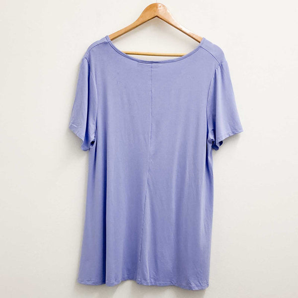 Evans Lilac Plain V-Neck Soft Stretch T-Shirt UK 18