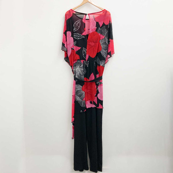 Avenue Black & Pink Overlay Jumpsuit UK 30/32