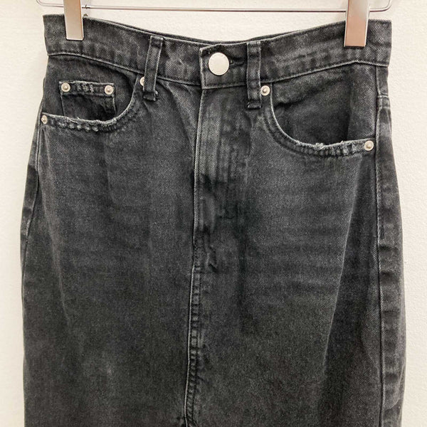 H&M Black Straight Denim Skirt UK 4