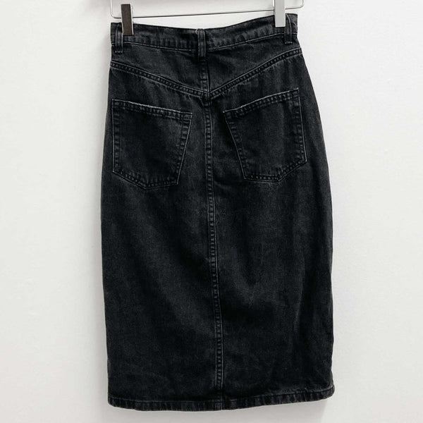 H&M Black Straight Denim Skirt UK 4