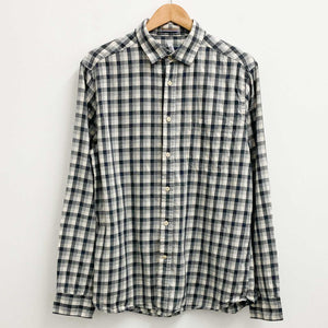 Howick Grey & Cream Check Long Sleeve Cotton Shirt M