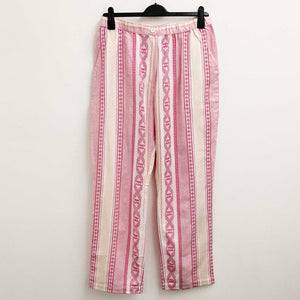 Lily Ella Pink Patterned Woven Cotton Straight Leg Trousers UK 18