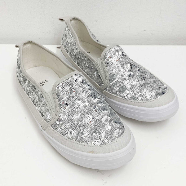 Evans Silver Sequin Slip On Flat Skater Shoes UK 4E