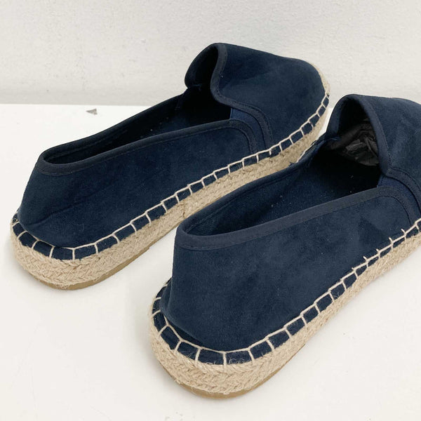 Evans Navy Faux Suede Slip On Espadrille Flat Shoes UK 6E