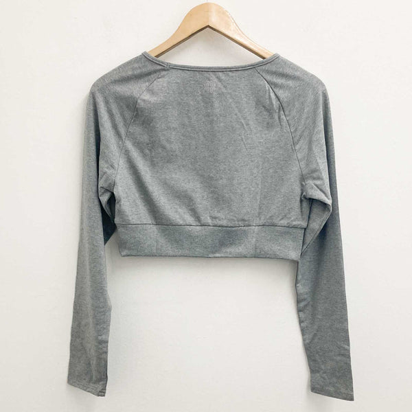 Gossypium Grey Marl Leap Long Sleeve Crop Top UK16