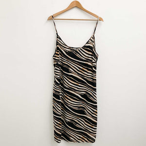 City Chic Black Striped Strappy Cami Slip Dress UK 18