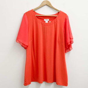 Avenue Coral Orange Flutter Sleeve Top UK 20