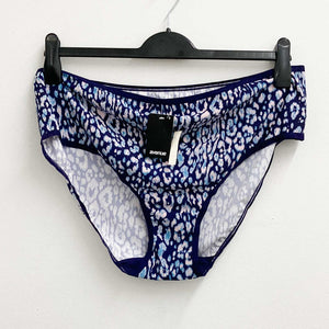 Avenue Navy Animal Print Microfibre Hi Cut Briefs UK 26/28