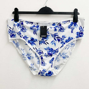 Avenue White & Blue Floral Print Microfibre High Cut Briefs UK 26/28