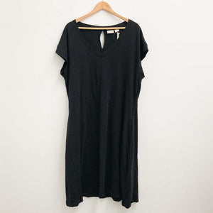 Zim & Zoe by City Chic Black Plain V-Neck Cotton Jersey Dress UK 18