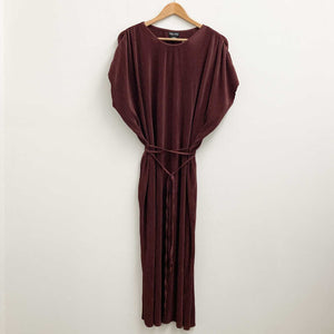 City Chic Plum Pleated Tie Waist Midi Dress UK 22