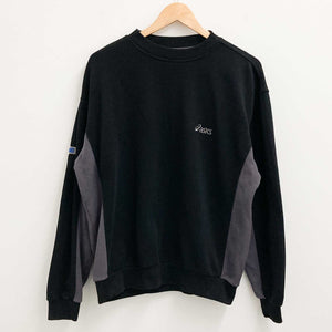 Asics Black & Grey Textured Logo Sweatshirt L