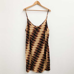 City Chic Burnt Brown Swirl Print Mini Slip Dress UK 20