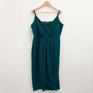 City Chic Emerald Strappy Tulip Midi Dress UK 18 