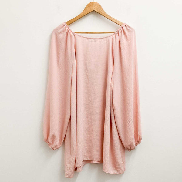 Evans Top UK 22 Pink Ruffle V-Neck Long Sleeve