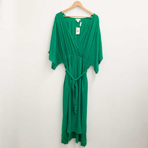 Loralette by City Chic Green Plain V-Neck Faux Wrap Dress UK 20