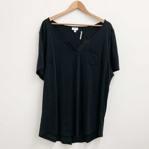 Avenue Black Split Neck Cotton Top UK 20