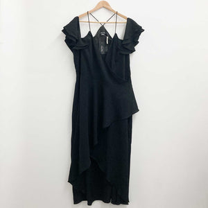 City Chic Black Cold Shoulder Wrap Maxi Dress UK 18