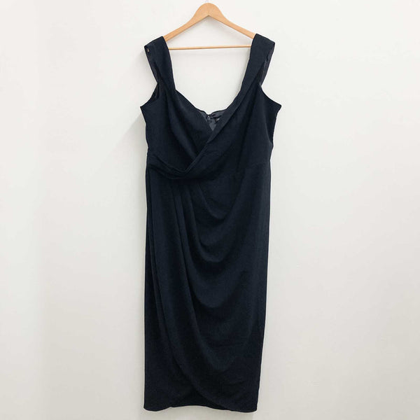 City Chic Navy Tulip Hem Long Off-Shoulder Dress UK 24