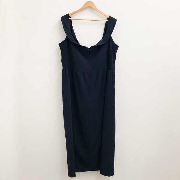 City Chic Navy Tulip Hem Long Off-Shoulder Dress UK 24