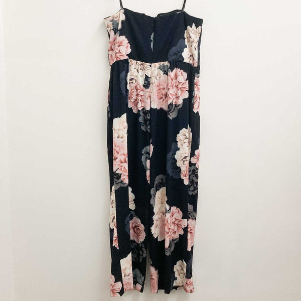 City Chic Navy Floral Strapless Wide Leg Jumpsuit UK 20