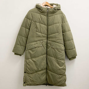 Evans Green Long Padded Hooded Coat UK 18