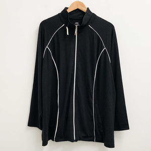 Avenue Black Contrast Trim Long Sleeve Zip Front Active Jacket UK 22/24