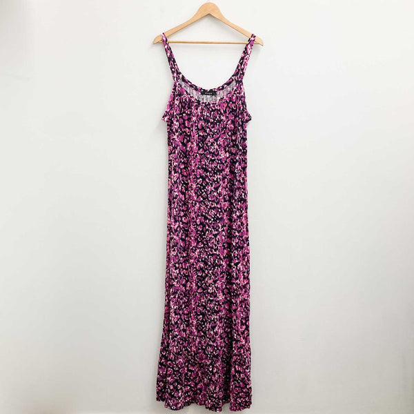 Evans Sleeveless Maxi Dress UK 22/24 Pink Smudge Print Soft Stretch Jersey