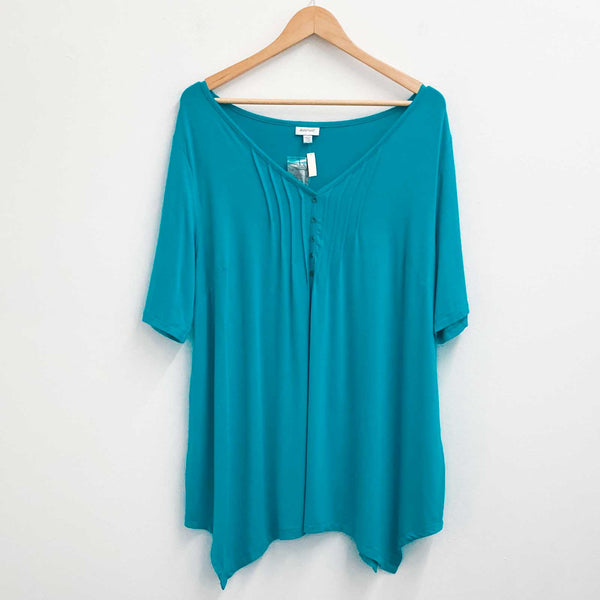 Avenue Top UK 18/20 Blue V-Neck Sharkbite Hem 