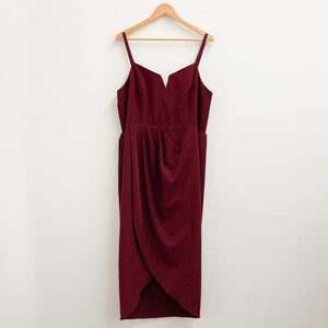 City Chic Ruby Red Tulip Hem Strappy Midi Dress UK 16