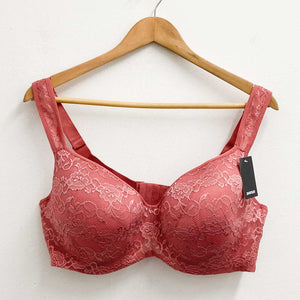 Avenue Rose Pink Floral Lace Balconette Bra 44DD