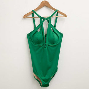 City Chic Green Underwire One Piece Swimsuit UK 14