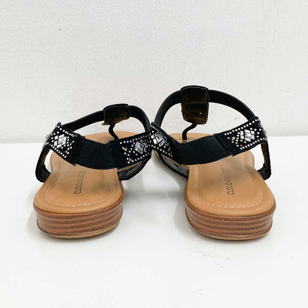 Cloudwalkers Black Embellished Toe Post Sandals UK 6