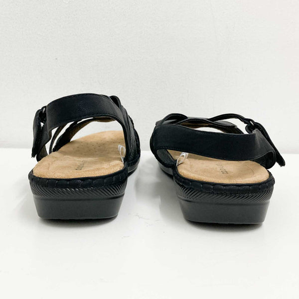 Cloudwalkers Slingback Sandals UK 10 Black Open Toe Faux Leather