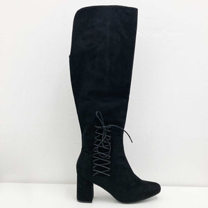 Dolcis Long Boots UK 5 Black Faux Suede Block Heel Tall