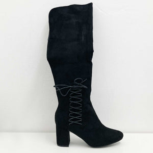 Dolcis Long Boots UK 6 Black Faux Suede Block Heel Tall