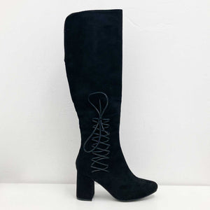 Dolcis Long Boots UK 3 Black Faux Suede Block Heel Tall