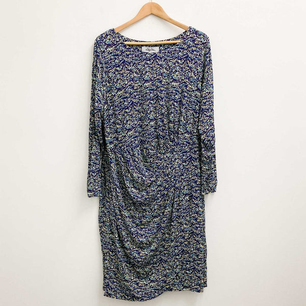 Lily Ella Dress UK 22 Navy Printed Long Sleeve Stretch Jersey 