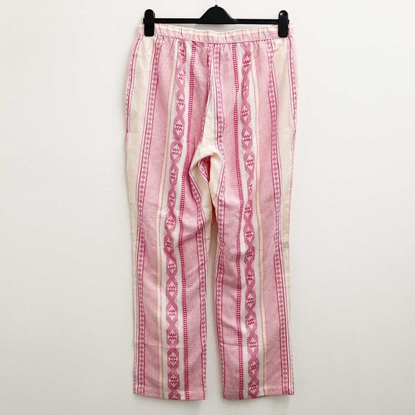 Lily Ella UK 18 Pink Cotton Patterned Straight Leg Trousers