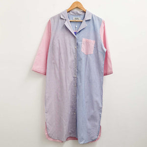 Lily Ella Dress UK 18 Blue Pink Striped Cotton Midi Shirt